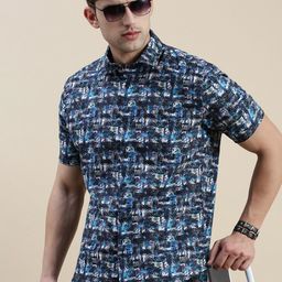 SHOWOFF Standard Slim Fit Abstract Printed Cotton Shirt-image-75
