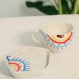 The Decor Lane Multicoloured Handcrafted and Hand Painted Printed Ceramic Glossy Mugs Set of Cups and Mugs-1