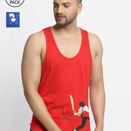 Friskers Pack Of 2 Printed Sleeveless Gym Vest-image-54