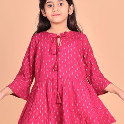 misbis Girls Floral Printed Fringed Top-3