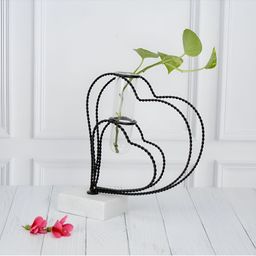 Maison Black & White Metal Heart Test Tube Bud Vase Planter-31
