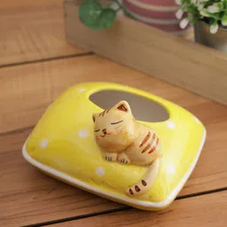 TAYHAA Yellow & White Kitten Pillow Design Ceramic Planter-image-59