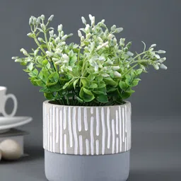 TAYHAA Grey & White Stripe Pattern Ceramic Planter-16