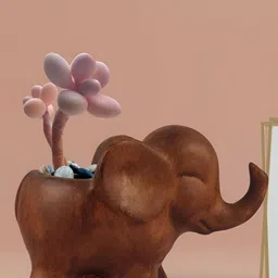 LASAKI Brown Elephant Shaped Ceramic Planter-image-53