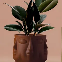 LASAKI Brown Textured Ceramic Planter-15