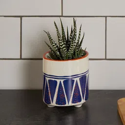KitchenCraft Blue & White Printed Ceramic Planter-34