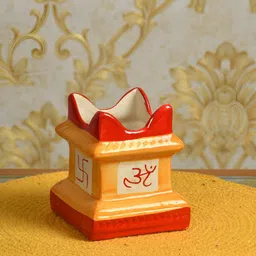 CLIO'S HERITAGE STORE Red & Orange Coloured Textured Ceramic Planter With Holder-7