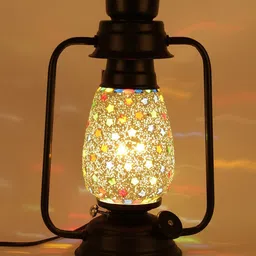 Devansh Black & White Textured Traditional Table Lantern-17