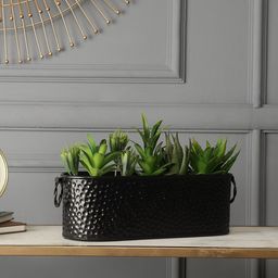 VarEesha Black Textured Hammered Metal Planter-49