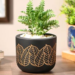 Gathari Black Printed Terracotta Table Planter-image-13