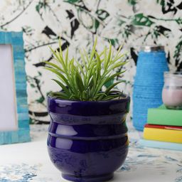 VarEesha Set Of 2 Navy Blue Handmade Ceramic Planters-40
