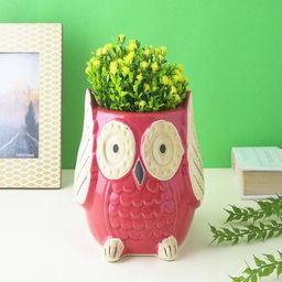 The Decor Mart Red & Beige Printed Ceramic Owl Planter-24