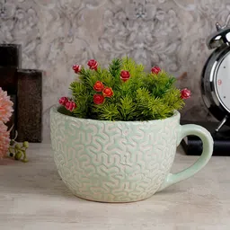 CDI Green & Pink Textured Cup Shaped Ceramic Planter-40