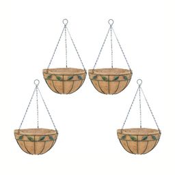 Garden Deco Brown 4 Pieces Leaf Hanging Basket Planters-13