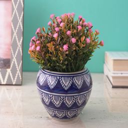 The Decor Mart Navy Blue & White Printed Ceramic Planter-42