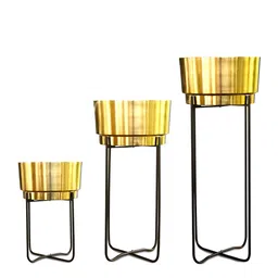 TRUSTBASKET Set Of 3 Gold-Toned Metal Planters-39