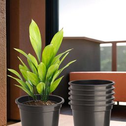 Kuber Industries Black Set Of 6 Plastic Planters-12