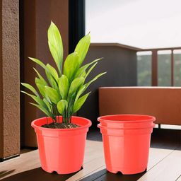 Kuber Industries 3 Pcs Red Lightweight Planters-32