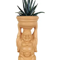 LASAKI Bronze Textured Laughing Buddha Ceramic Planters-image-7