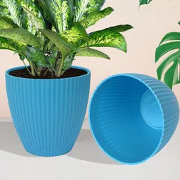 Kuber Industries Red & Blue 5 Pieces Textured Planters-43