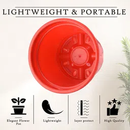 Kuber Industries 6 Pcs Red & Black Lightweight Planters image 3