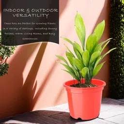 Kuber Industries 8 Pcs Red & Black Lightweight Planters image 4