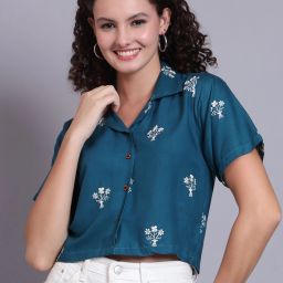 Women Regular Fit Printed Lapel Collar Casual Shirt-image-26