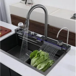 Anti Scretch Nano Black Stainless Steel Digital Functional Kitchen Sink Vessel Sink-image-5