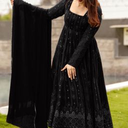 Embroidered Georgette Stitched Anarkali Gown-image-51