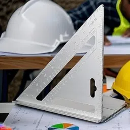 nirency Aluminum Alloy Double Side 90 Degree Right Angle Triangle Scale Ruler with Metric Inch Measurement Hand Tool | Set Square Tri-Square image 5