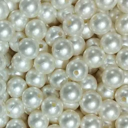 12 MM CREAM PEARL PLASTIC BEADS -200 PCS FOR CRAFT & JWELLERY-25