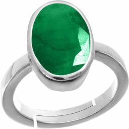 5.25 Ratti 4.40 Carat Natural Emerald Panna Stone Ring Genuine and Certified Brass Emerald Silver Plated Ring-image-23