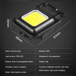 brss Magnetic Emergency Super Bright LED Keychain COB Light With Bottle Opener, LED Front Light image 3