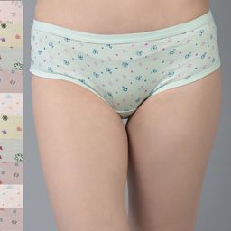 Dollar Missy Pack of 12  Combed Cotton Light Printed Outer Elasticated Hipster Panty-image-44