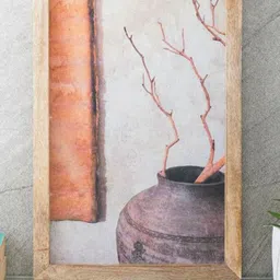 The Decor Mart Grey & Brown Still Life Vessel Canvas Painting Framed Wall Art-14