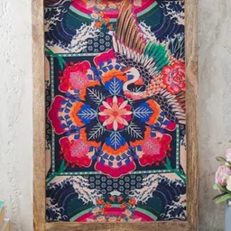 The Decor Mart Blue & Pink Traditional Folk Canvas Painting Framed Wall Art-image-53