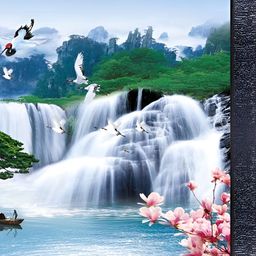 PnF Black & Blue Wooden Floral and Botanical Painting Wall Art-image-96