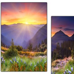 PnF Green & Purple 3 Piece Wooden Floral and Botanical Wall Paintings-image-79