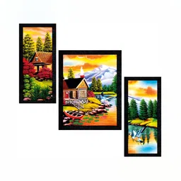 PnF Yellow & Green 3 Pieces Wooden Floral and Botanical Wall Arts-image-75