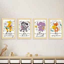 Art Street Kids Beige & Black 4 Pieces Big Tunnel Printed UV Coating Painting Wall Art-19