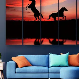 Casperme 5 Pieces Orange & Black Modern Art Big Wall Painting-image-51