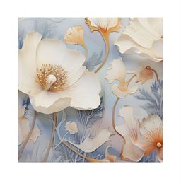 RANDOM White & Blue Canvas Floral and Botanical Painting Wall Art-picture-17