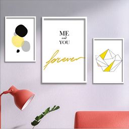 Aura White & Yellow 3 Piece Wood Other Wall Paintings-image-29