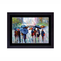 masstone Black & White People with Umbrella Wall Art-image-14