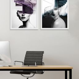 Art Street Set Of 2 White & Black Abstract Theme Wall Art-8