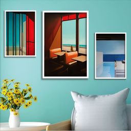 Aura Red & Black 3 Piece Wood Abstract Wall Paintings-29