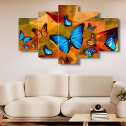 CHRONIKLE Orange & Blue 5 Pieces Wooden Painting Wall Art-picture-29