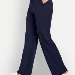 Women Straight Fit Blue Polyester Trousers-image-91