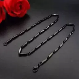 fashion frill Black Silver Chain For Men Neck Chain Stainless Steel Chain For Men Boys Silver Plated Stainless Steel Chain-picture-2
