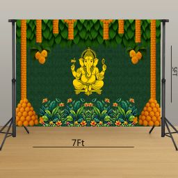 YELLOW FLOWER GANESH K24 Curtain Fabric-image-61